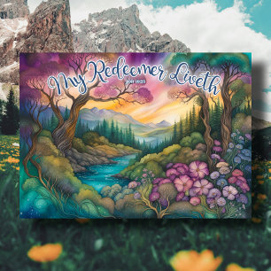 My Redeemer Liveth Woodland Forest Christian  Holiday Card
