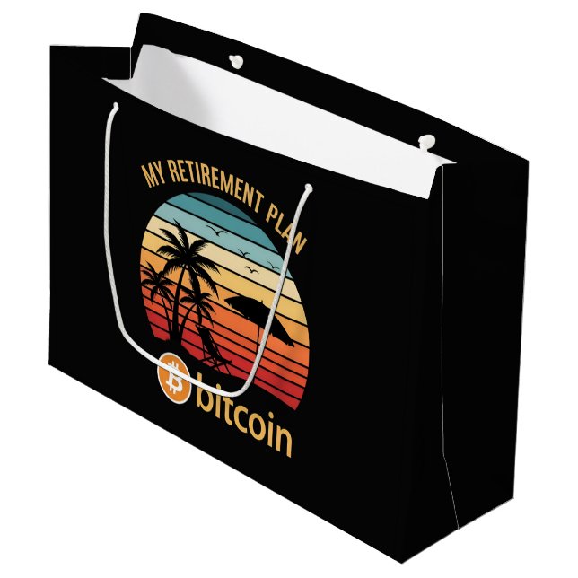My Retirement Plan Bitcoin Beach Sunset Large Gift Bag (Front Angled)