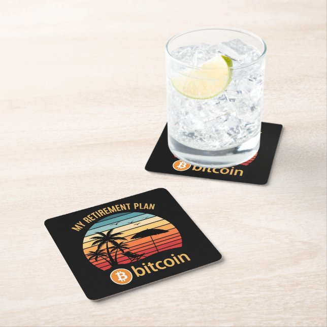 My Retirement Plan Bitcoin Beach Sunset Square Paper Coaster (Insitu)