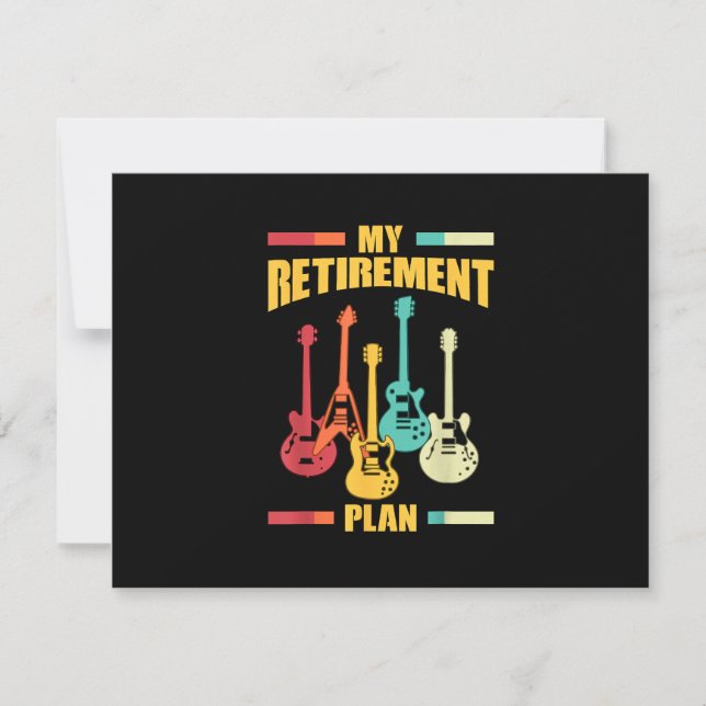 My Retirement Plan Electric Guitar Musical String  RSVP Card (Front)