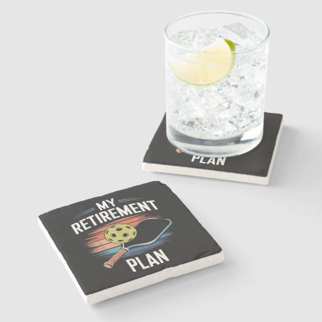 My Retirement Plan Pickleball Player Stone Coaster (Side)