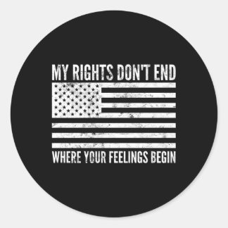 My Rights Don'T End Conservative 2Nd Adt Gun Classic Round Sticker