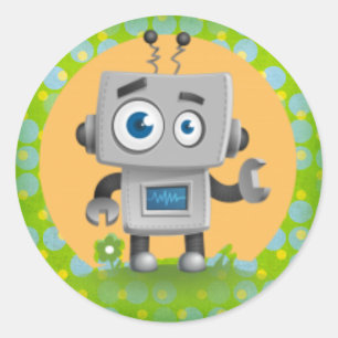 My Robot Sticker, Glossy Classic Round Sticker