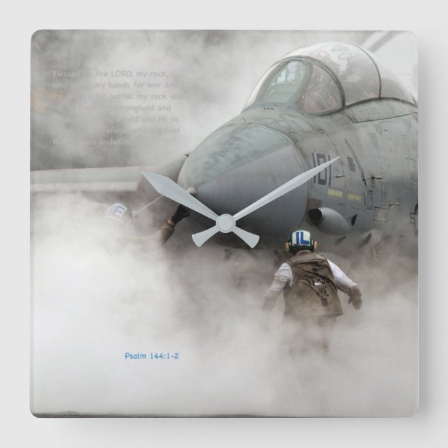 "My rock" -Psalm 144:1-2 Square Wall Clock (Front)