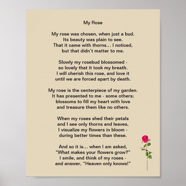 "My Rose", a poem about Family Life Poster (Front)