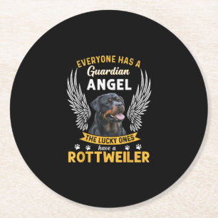 my rottweiler is a guardian angel gift who loves round paper coaster