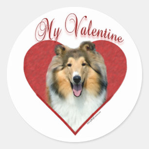 My Rough Collie Valentine Classic Round Sticker