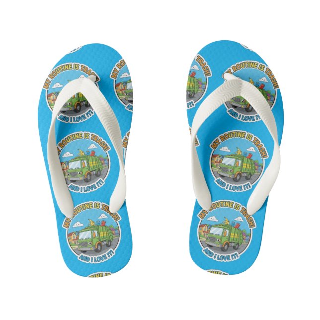 "My Routine is Trash" Garbage Truck Kid's Thongs (Footbed)