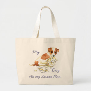 My Russell Terrier Ate My Lesson Plan Large Tote Bag