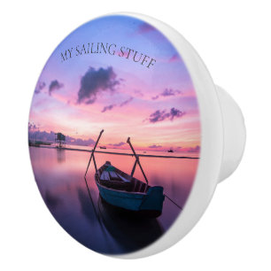 My Sailingf Stuff Dusk Boat Scene Ceramic Knob