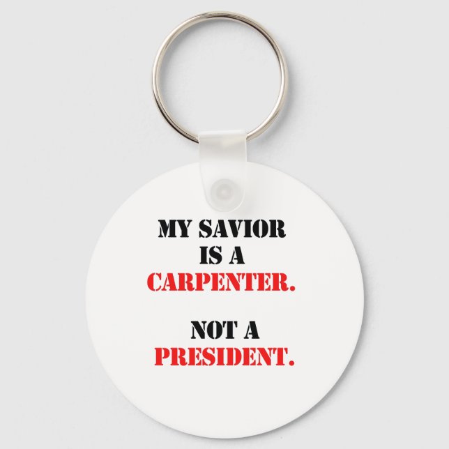 My saviour is a carpenter key ring (Front)