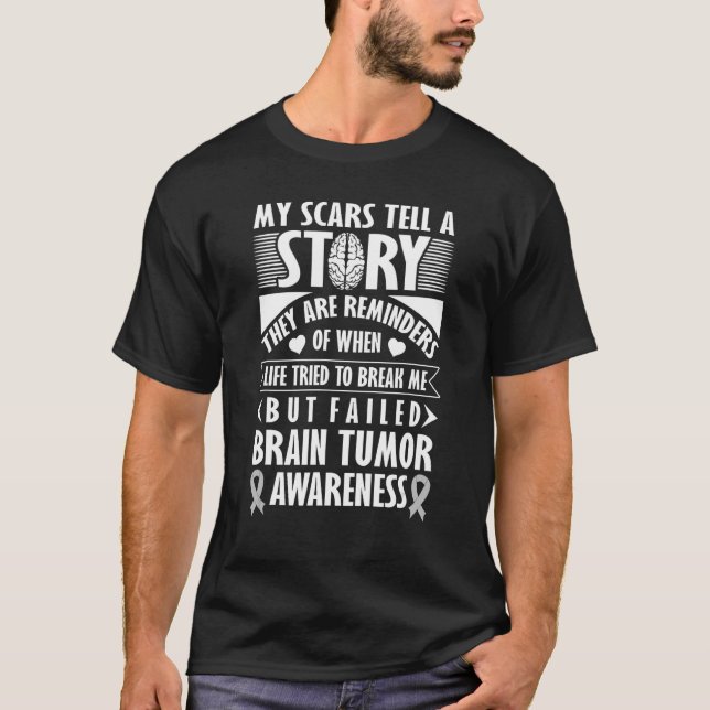 My Scars Tell A Story Brain Tumour Survivor Awaren T-Shirt (Front)