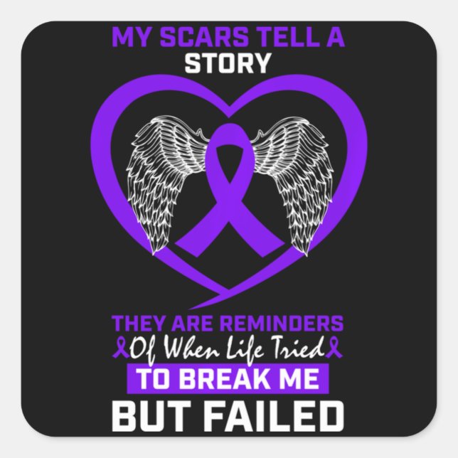 My Scars Tell A Story Purple Hodgkin's Lymphoma Aw Square Sticker (Front)