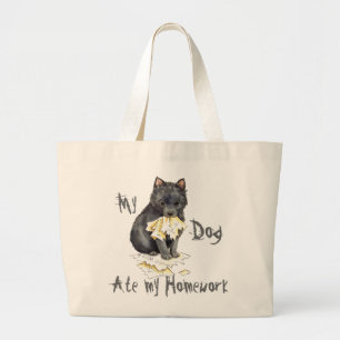My Schipperke Ate My Homework Large Tote Bag