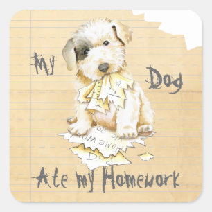 My Sealyham Terrier Ate my Homework Square Sticker