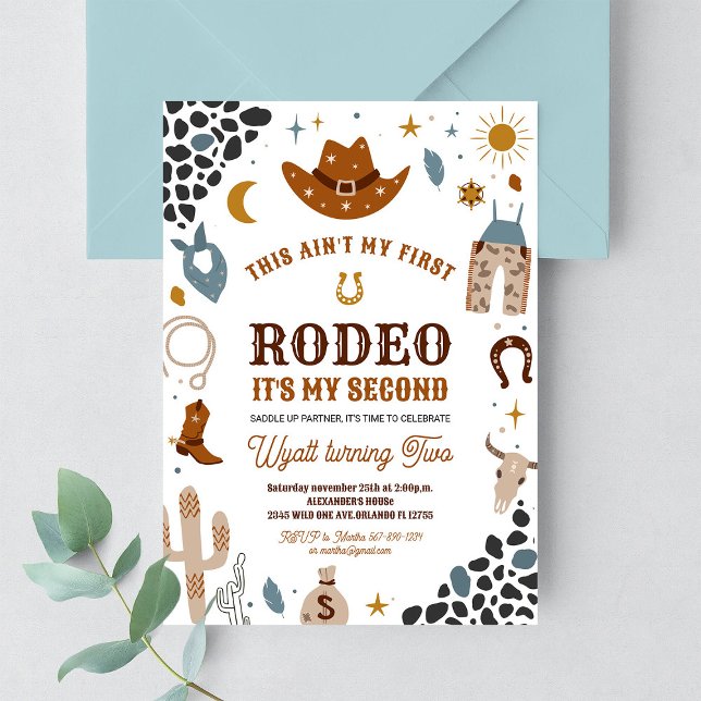 My Second Rodeo Cowboy Ranch Southwestern Birthday Invitation (Creator Uploaded)