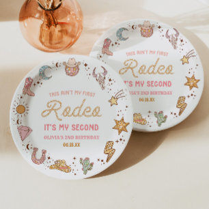 My Second Rodeo Western Cowgirl 2nd Birthday Party Paper Plate