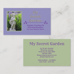 "My Secret Garden" Cherub Statue In Garden Business Card