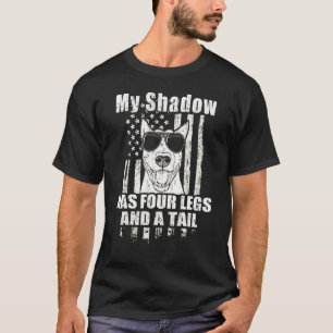 My Shadow Bull Terrier Proud American Flag T-Shirt