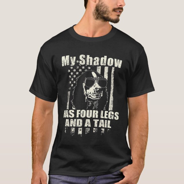 My Shadow Cocker Spaniel Proud American Flag Funny T-Shirt (Front)