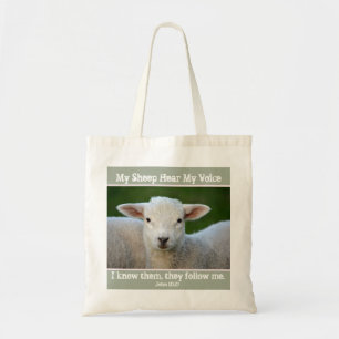My Sheep Hear My Voice, Bible Verse John 10:27, Tote Bag