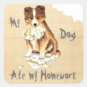My Sheltie Ate my Homework Square Sticker