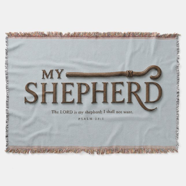 MY SHEPHERD | Mist Blue | Psalm 23:1  Throw Blanket (Front)