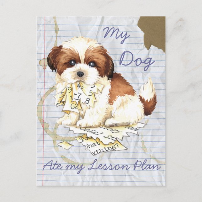 My Shih Tzu Ate my Lesson Plan Postcard (Front)