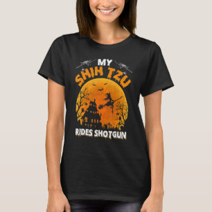 My Shih Tzu Ride Shotgun Shih Tzu Dog Halloween T-Shirt