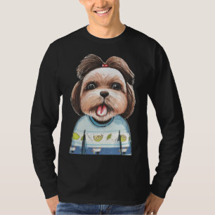My Shih Tzu Watercolor Pet Portrait Dog Mom Dog T-Shirt