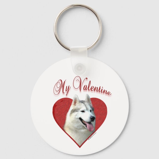 My Siberian Husky Valentine: Love Huskies Key Ring (Front)