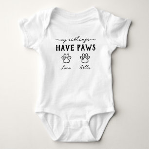 My Siblings Have Paws Custom 2 Dog Names Baby Bodysuit