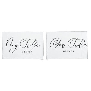 My side your side personalised elegant script pill pillowcase