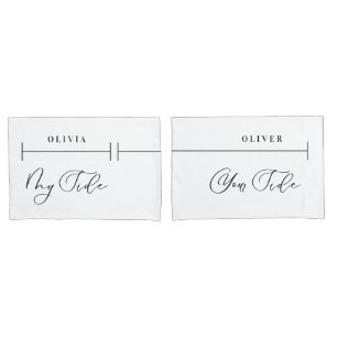 My side your side personalised elegant script pillowcase