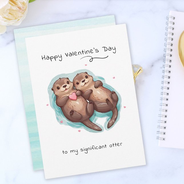 My Significant Otter Animal Punny Valentine's Day Holiday Card (My Significant Otter Animal Punny Valentine's Day Holiday Card)