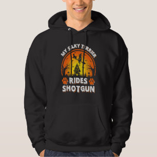 My Silky Terrier Dog Ride Witch Shotgun Halloween Hoodie