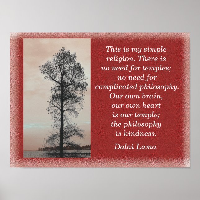 My Simple Religion - Dalai Lama quote -art print (Front)