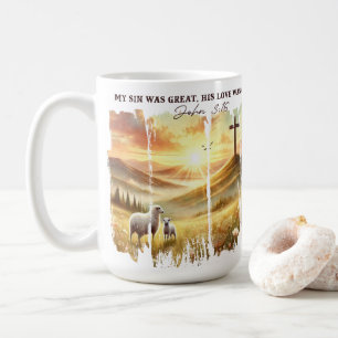 My Sin Was Great. His Love Was Greater Bible Verse Coffee Mug