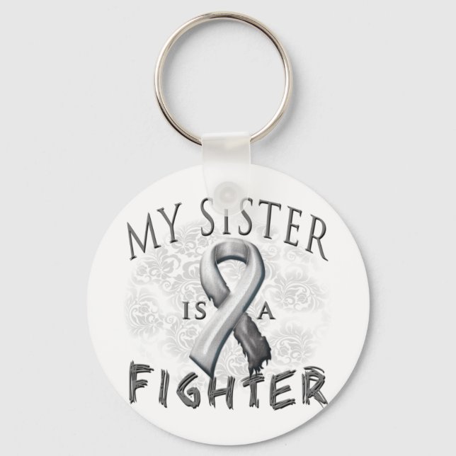 My Sister Is A Fighter Grey Key Ring (Front)
