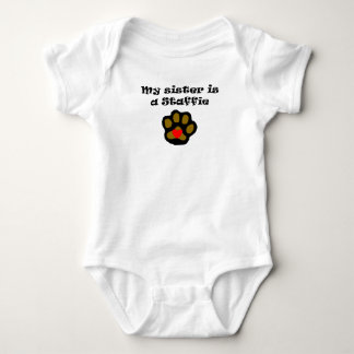 My Sister Is A Staffie Baby Bodysuit
