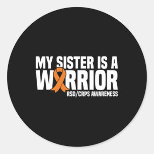 My Sister Is A Warrior Orange Ribbon Rsdcrps Aware Classic Round Sticker