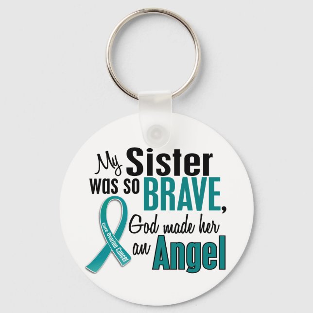 My Sister Is An Angel 1 Ovarian Cancer Key Ring (Front)