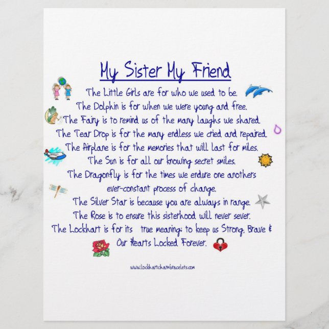MY SISTER My Friend poem with graphics Flyer (Front)