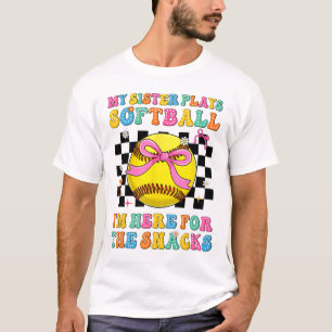 My Sister Plays Softll I'm Here For The Snacks Kid T-Shirt