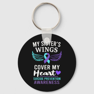 My Sister's Wings Cover Heart Suicide Awareness Ri Key Ring