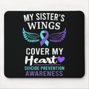 My Sister's Wings Cover Heart Suicide Awareness Ri Mouse Pad