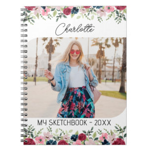 My Sketchbook Custom photo Minimalist Flower Notebook