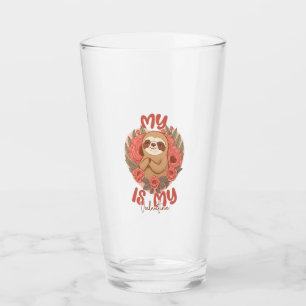 My Sloth is My Valentine Glass
