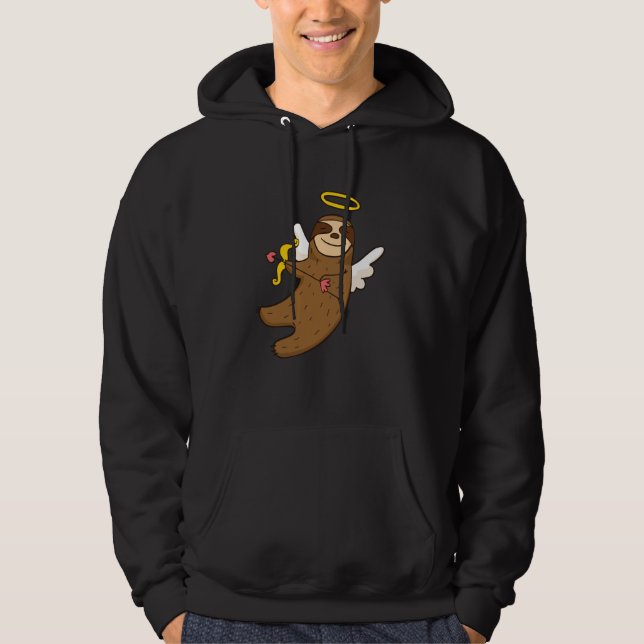 My Sloth Is My Valentine Lazy Sloths Cupid Valenti Hoodie (Front)