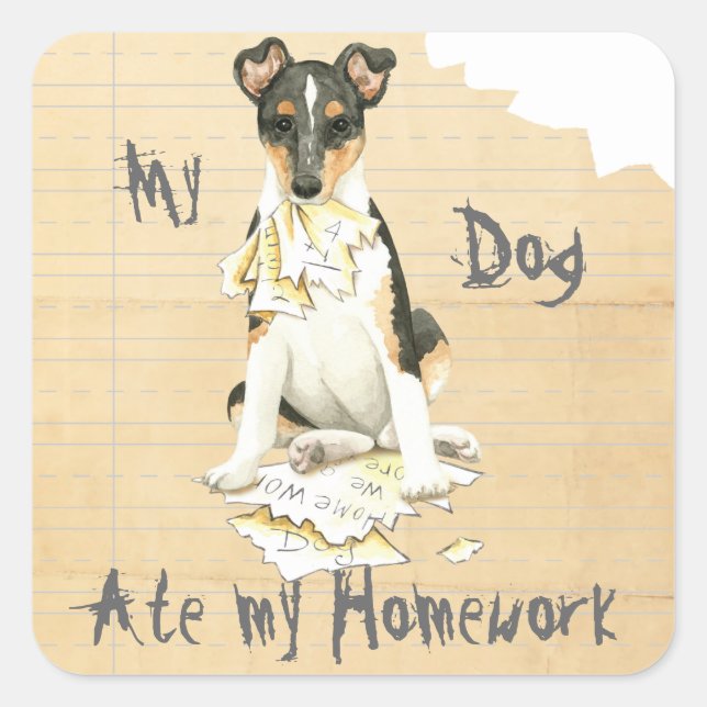 My Smooth Collie Ate My Homework Square Sticker (Front)